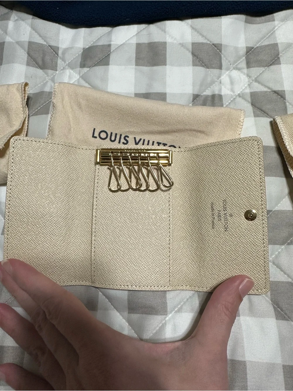 Louis Vuitton Damier Azur Canvas Key/Card Case in Beige and Light Gray